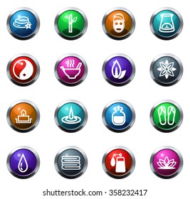 Spa round glossy web icon set