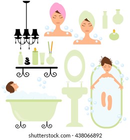 Spa, salon and beauty treatment vector set