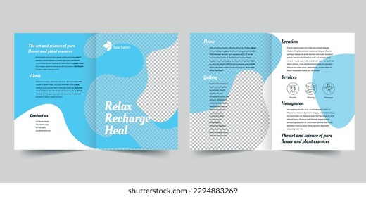 Spa Salon bifold brochure template. A clean, modern, and high-quality design bifold brochure vector design. Editable and customize template brochure