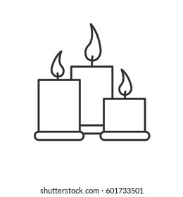 Spa salon candles linear icon. Thin line illustration. Aromatherapy contour symbol. Vector isolated outline drawing