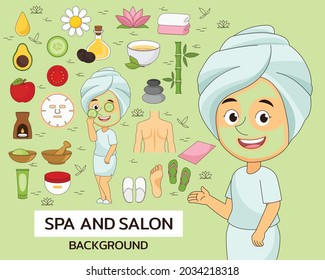Spa and Salon concept background. Flat icons.