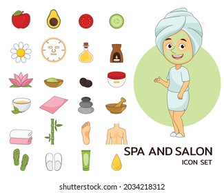 Concepto Spa y Salon Iconos planos.