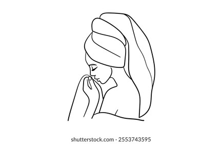 Spa salon continuous line art drawing isolated on white background. Self care and beauty. Vector illustration