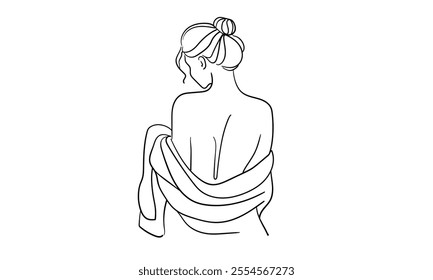 Spa salon continuous line art drawing isolated on white background. Self care and beauty. Vector illustration
