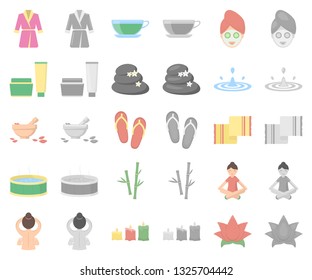 Spa salon and equipment cartoon,monochrom icons in set collection for design. Relaxation and rest vector symbol stock web illustration.