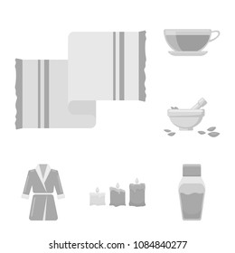 Spa salon and equipment monochrome icons in set collection for design. Relaxation and rest vector symbol stock web illustration.