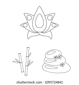 Spa salon and equipment outline icons in set collection for design. Relaxation and rest vector symbol stock web illustration.