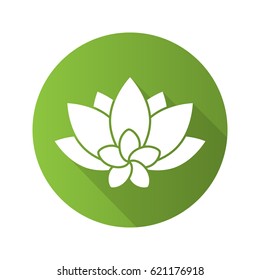 Spa salon flowers flat design long shadow icon. Aromatherapy plumeria and lotus. Vector silhouette symbol