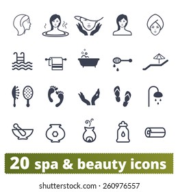 Spa salon icons: vector set of recreation, wellness and beauty signs.