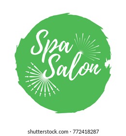 Spa Salon label. Eco style and Wellness Life. Healthy Lifestyle badges. Vector illustration icon with Sunburst.