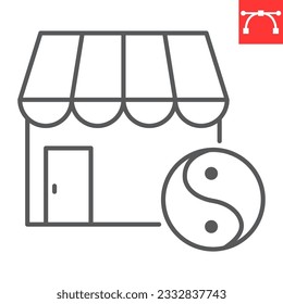 Spa salon line icon, building and relax, beauty salon vector icon, vector graphics, editable stroke outline sign, eps 10.