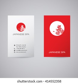 Spa Salon logo. Delicate silhouettes of flowers on a background of the sun. Business card.