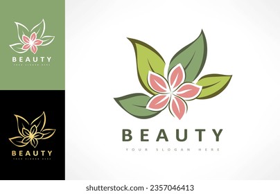 Spa salon logo vector. Flower and leaves design.