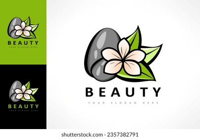 Spa salon logo vector. Flower and leaves design.