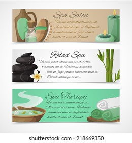 Spa salon relax therapy alternative medicine horizontal banners set isolated vector illustration