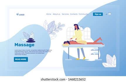 Spa Salon, Resort Landing Page Vector Template. Massagist Website Interface Idea with Flat Illustrations. Body Care Center Homepage Layout. Masseur Service Web Banner, Webpage Cartoon Concept