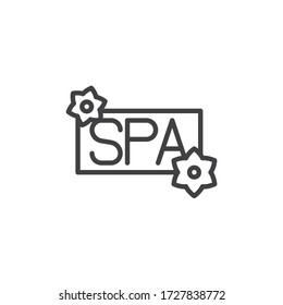 Spa salon signboard line icon. linear style sign for mobile concept and web design. Spa sign outline vector icon. Symbol, logo illustration. Vector graphics