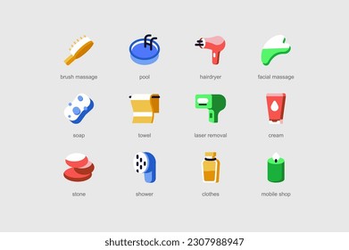Spa salon of web icons set in flat design. Vector pictograms for mobile app interface