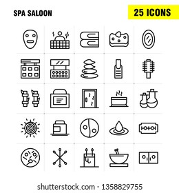 Spa Saloon Line Icon Pack For Designers And Developers. Icons Of Food, Travel, Eat, Soup, Cream, Cream Jar, Spa Vector