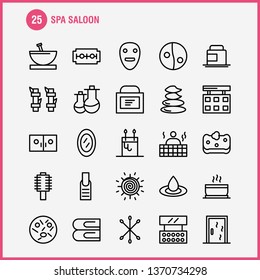 Spa Saloon Line Icon Pack For Designers And Developers. Icons Of Food, Travel, Eat, Soup, Cream, Cream Jar, Spa Vector