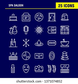 Spa Saloon Line Icon Pack For Designers And Developers. Icons Of Food, Travel, Eat, Soup, Cream, Cream Jar, Spa Vector