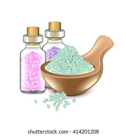 Spa salts isolated on white photo-realistic vector illustration