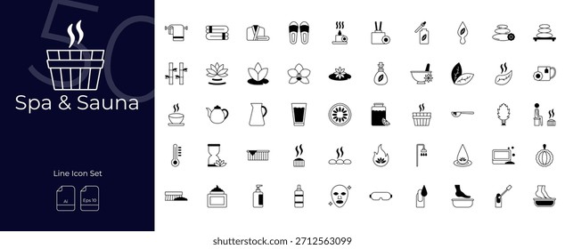 Conjunto de iconos editables de duotono de spa y sauna