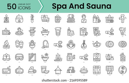 spa and sauna Icons bundle. Linear dot style Icons. Vector illustration