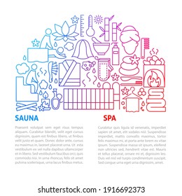 Spa Sauna Line Template. Vector Illustration of Outline Design.