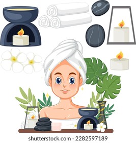 Spa and Sauna Self Care Elements Collection illustration