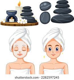 Spa and Sauna Self Care Elements Collection illustration