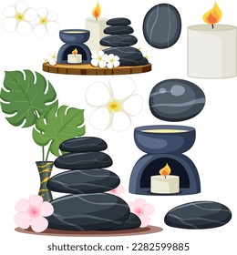 Ilustración de la colección de elementos de autocuidado de spa y sauna