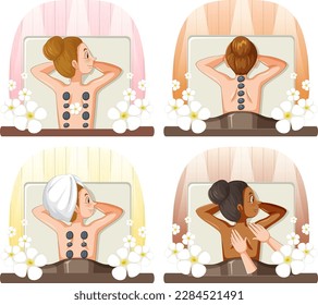 Spa and Sauna Self Care Elements Collection illustration