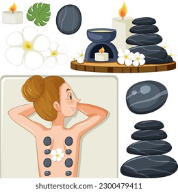Spa and Sauna Self Care Elements Collection illustration