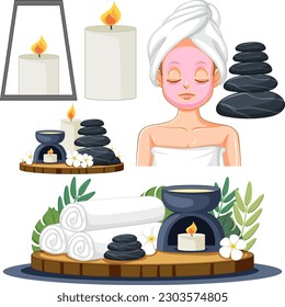 Spa and Sauna Self Care Elements Collection illustration
