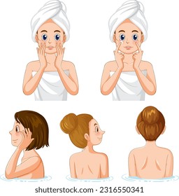 Spa and Sauna Self Care Elements Collection illustration