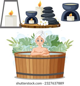 Spa and Sauna Self Care Elements Collection illustration