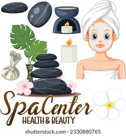 Spa and Sauna Self Care Elements Collection illustration