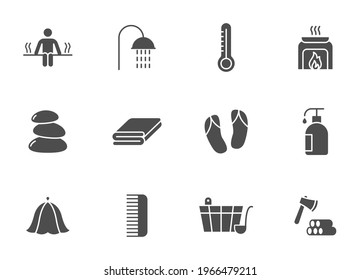 spa and sauna silhouette vector icons isolated on white. spa and sauna icon set for web, mobile apps, ui design and print