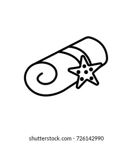 spa, sea star with towel vector line icon, sign, illustration on background, editable strokes
