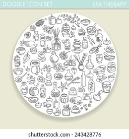 spa and self care doodle design elements set