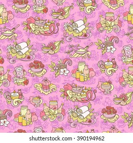 spa and self care doodles, seamless background