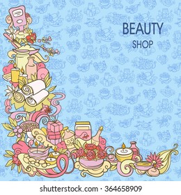 spa and self care doodles, vector background