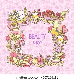 spa and self care doodles, vector background