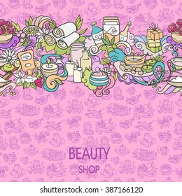 spa and self care doodles, vector background