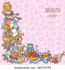 spa and self care doodles, vector background