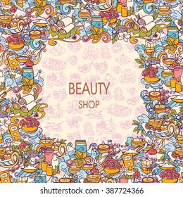 spa and self care doodles, vector background