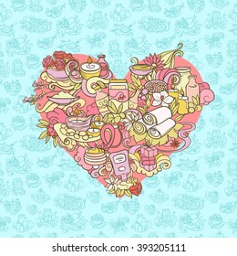 spa and self care doodles, vector background