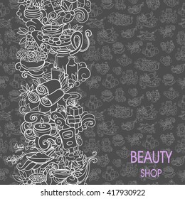 spa and self care doodles, vector background