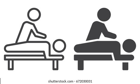 Spa services icon, line and solid version, outline and filled vector sign, linear and full pictogram isolated on white. Massage symbol, logo illustration